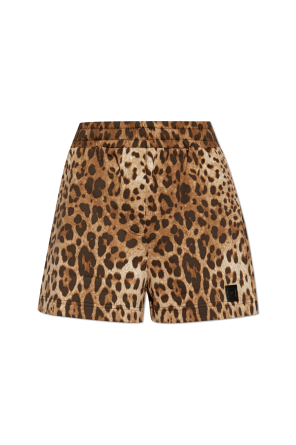 【ニック】LEOPARD PATTERNED SWEAT SHORTS CENTUKE Abstract Pink Rose Red Cheetah Leopard Skin Animal